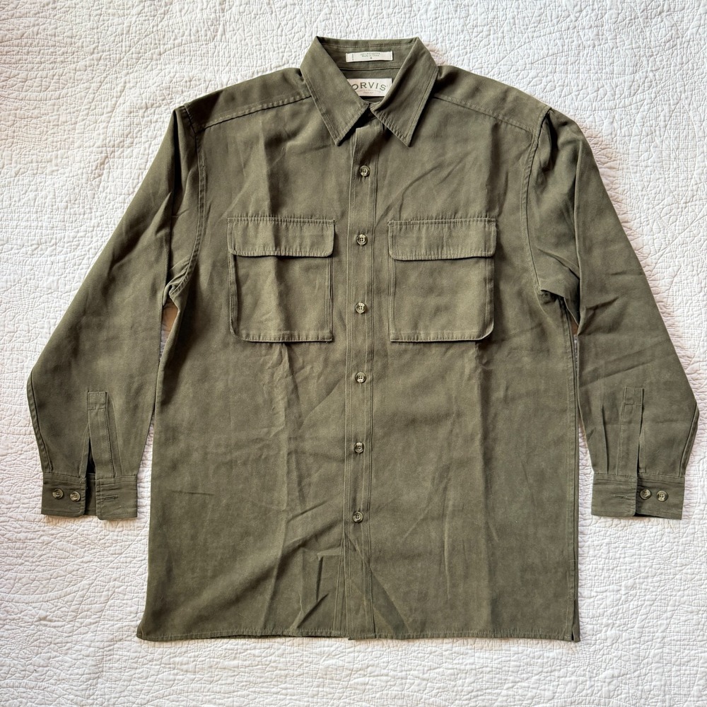 VTG Orivs Mens Utility Overshirt Size M Earthy Faux Suede Shacket Gorpcore Y2K
